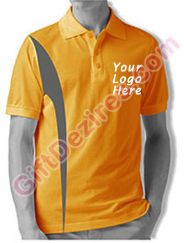 Designer Tangerine and Grey Color Logo Printed T Shirts